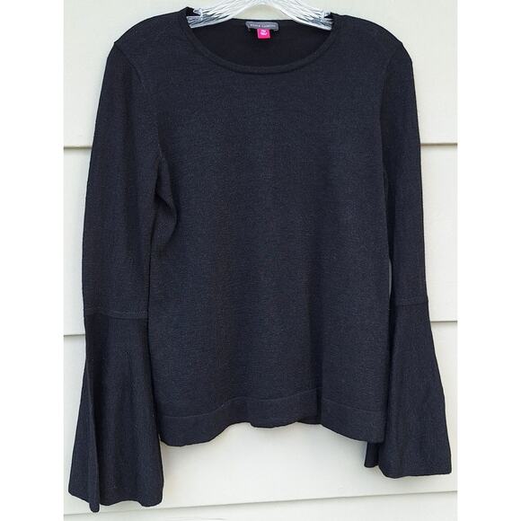 Vince Camuto Viscose Metallic Bell Sleeves Black Lightweight Sweater Size M - Picture 2 of 7